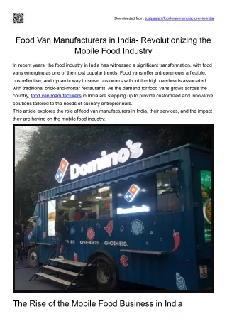 Food Van Manufacturers in India- Revolutionizing the Mobile Food Industry