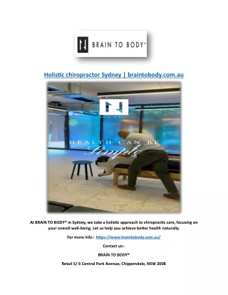 Holistic chiropractor Sydney | braintobody.com.au