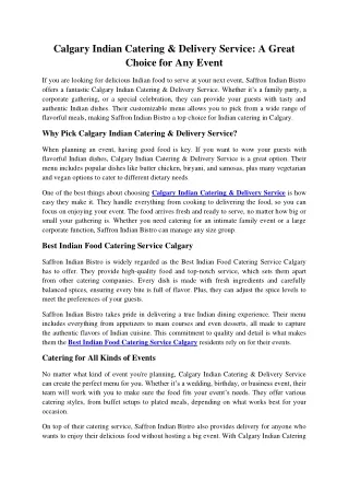 Calgary Indian Catering & Delivery Service: A Great Choice for Any Event