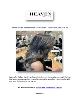 Best Blonde Hairdresser Melbourne