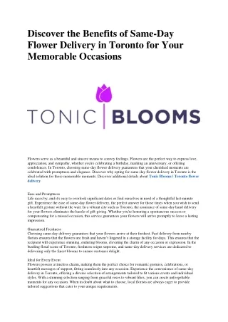 Tonic Blooms Toronto