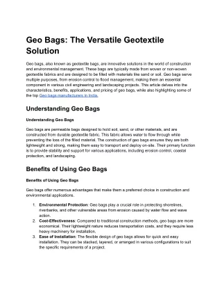 Geo Bags_ The Versatile Geotextile Solution