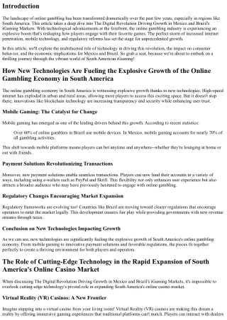 The Digital Revolution Driving Growth in Mexico and Brazil's iGaming Markets