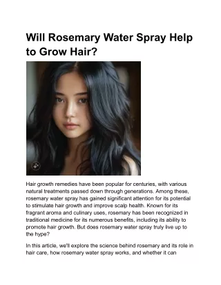 Will Rosemary Water Spray Help to Grow Hair?