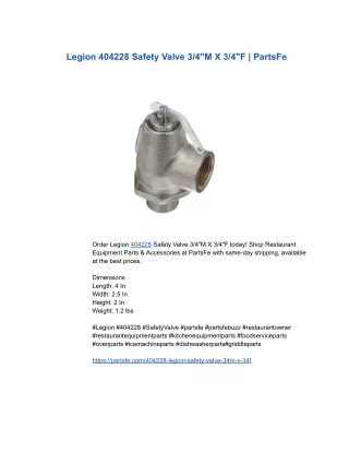 Legion 404228 Safety Valve 3_4_M X 3_4_F _ PartsFe