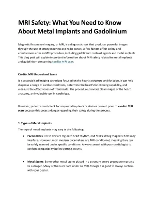 MRI Safety What You Need to Know About Metal Implants and Gadolinium