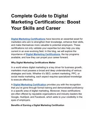 Complete Guide to Digital Marketing Certifications: Boost Your Skills and Career