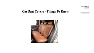 Car Seat Covers - Things To Know