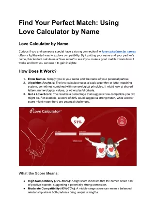 Find Your Perfect Match Using Love Calculator by Name