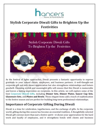 Stylish Corporate Diwali Gifts to Brighten Up the Festivities