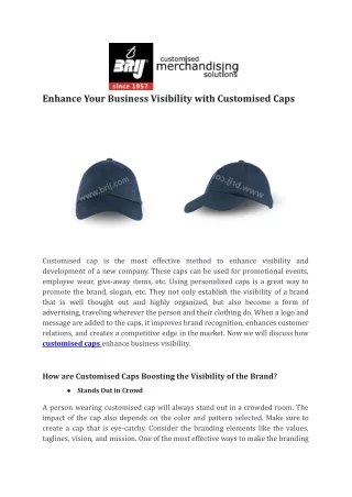 Enhance Your Business Visibility with Customised Caps