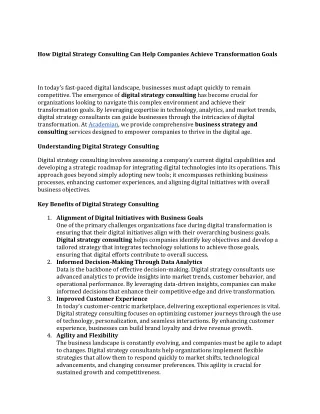 How Digital Strategy Consulting Can Help Companies Achieve Transformation Goals