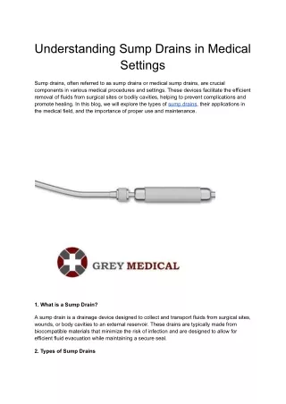Understanding Sump Drains in Medical Settings