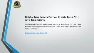 Reliable Junk Removal Services In Wake Forest NC  Jay's Junk Removal