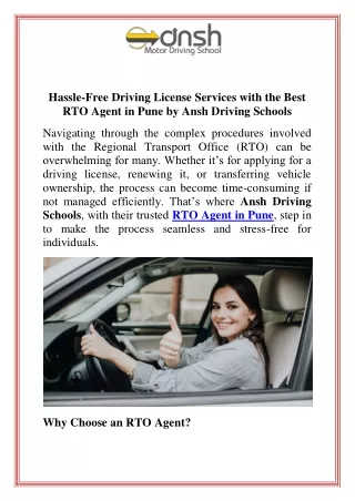 Hassle-Free Driving License Services with the Best RTO Agent in Pune