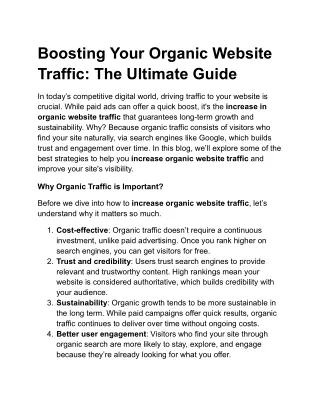 Boosting Your Organic Website Traffic: The Ultimate Guide
