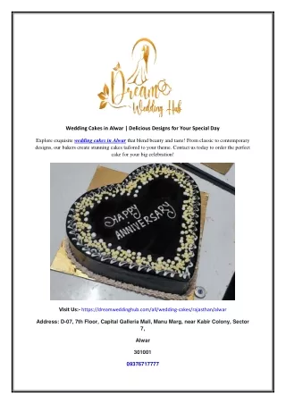 Wedding Cakes in Alwar | Delicious Designs for Your Special Day