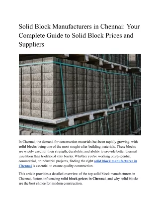 Solid Block Manufacturers in Chennai