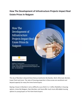 How The Development of Infrastructure Projects Impact Real Estate Prices In Naigaon