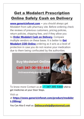 Get a Modalert Prescription Online Safely Cash On Delivery