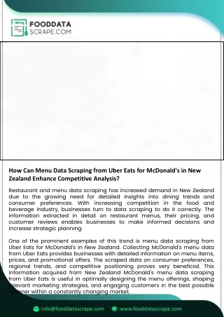 Menu Data Scraping from Uber Eats: McDonalds New Zealand Insights