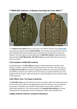 A Glimpse Into Royal Air Force Attire