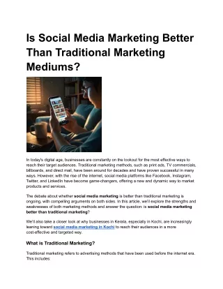 Is Social Media Marketing Better Than Traditional Marketing Mediums?