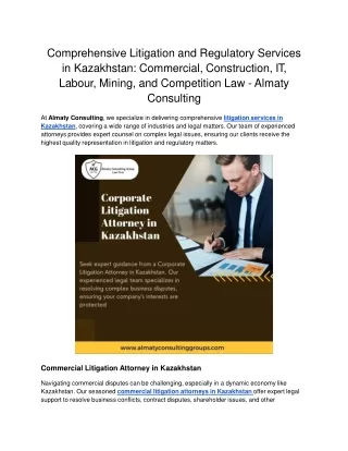 Comprehensive Litigation and Regulatory Services in Kazakhstan_ Commercial, Construction, IT, Labour, Mining, and Compet