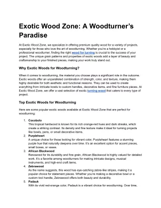 Exotic Wood Zone_ A Woodturner’s Paradise