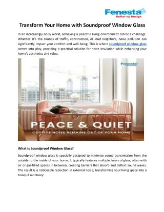 Transform Your Home with Soundproof Window Glass