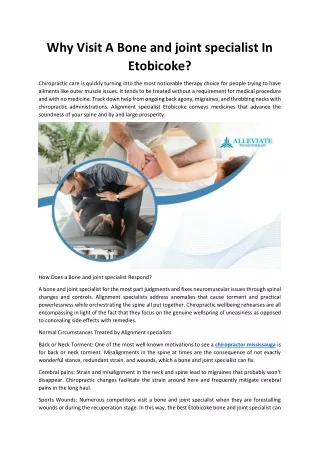 Why Visit A Bone and joint specialist In Etobicoke?