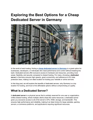 Exploring the Best Options for a Cheap Dedicated Server in Germany