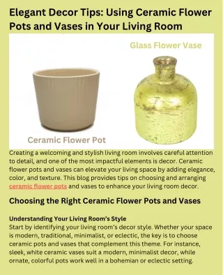 _ Elegant Decor Tips Using Ceramic Flower Pots and Vases in Your Living Room