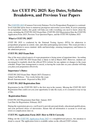 Ace CUET PG 2025: Key Dates, Syllabus Breakdown, and Previous Year Papers