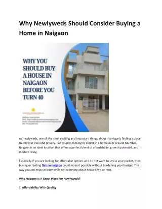 Why Newlyweds Should Consider Buying a Home in Naigaon