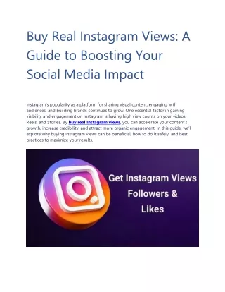 Buy Real Instagram Views: A Guide to Boosting Your Social Media Impact