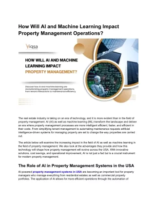 How Will AI and Machine Learning Impact Property Management?