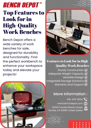 Top Features to Look for in High-Quality Work Benches