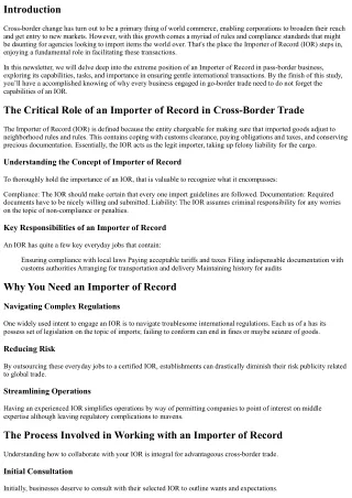 The Critical Role of an Importer of Record in Cross-Border Trade