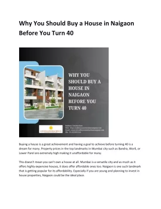 Why You Should Buy a House in Naigaon Before You Turn