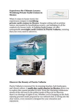 Yacht vacations in Puerto Vallarta