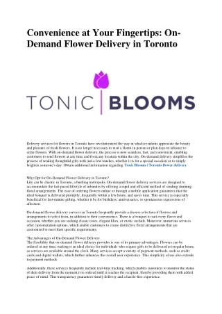 Tonic Blooms Toronto