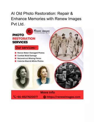 AI Old Photo Restoration: Repair & Enhance Memories with Renew Images Pvt Ltd.