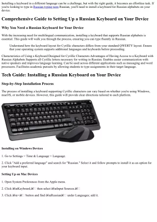 Tech Guide: Installing a Russian Keyboard on Your Device