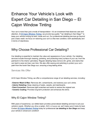 EL Cajon Window Tinting