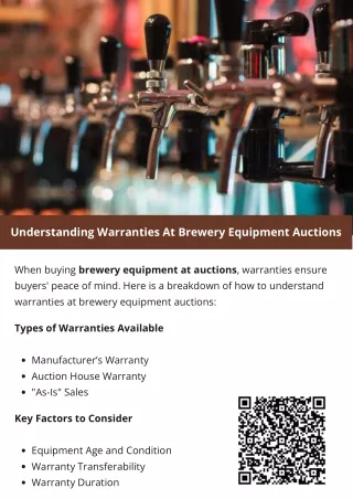 Understanding Warranties At Brewery Equipment Auctions