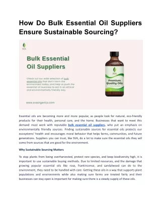 How Do Bulk Essential Oil Suppliers Ensure Sustainable Sourcing