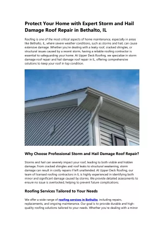 Protect Your Home with Expert Storm and Hail Damage Roof Repair in Bethalto, IL