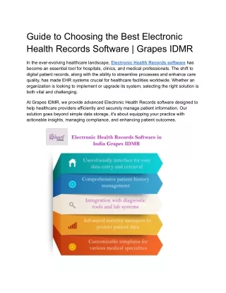 Guide to Choosing the Best Electronic Health Records Software _ Grapes IDMR