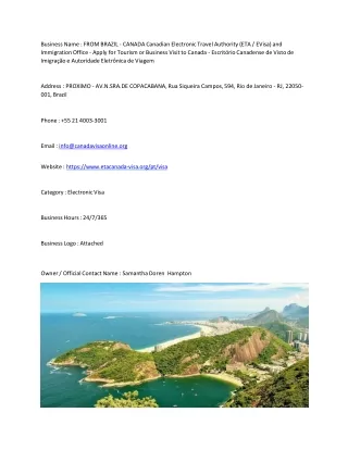 FROM BRAZIL - CANADA  Canadian Electronic Travel Authority (ETA / EVisa) and Imm